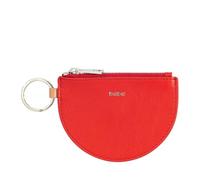 DUDU Mini Portamonete in Pelle per Donna con Cerniera Zip e Portachiavi Bicolore Slim Design Rosso fiamma