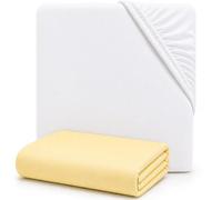 Dudu N Girlie 100% cotone lenzuolo con angoli per culla, 60 cm x 120 cm, pezzi, bianco/giallo