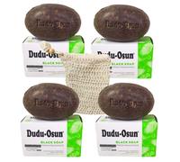 Dudu-Osun - 4x150g Tropical Naturals - sigillato igienicamente con codice di sicurezza per l'autenticità | Sapone Nero Africano | Sapone da campeggio, doccia, barba e viso | con Karitè e Aloe [600g]