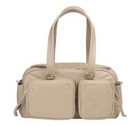 DUDU Borsa Bauletto Grande Donna in Pelle con Tasche Esterne e Tracolla Removibile, Capiente ed Elegante - Borsa a Mano e Spalla con Cerniera Zip, Stile Moderno Grigio sabbia