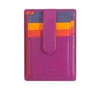 DUDU Porta Carte di Credito in Pelle Multicolore Sottile Slim Uomo Donna con 9 Slot e Chiusura di Sicurezza Fucsia