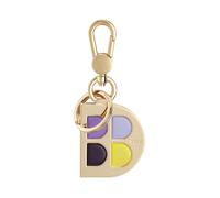 DUDU Portachiavi in Metallo a Forma di D con Inserti in Vera Pelle, Portachiavi Dorato con Moschettone e Anello, Portachiavi per Auto Casa Ufficio Deep purple