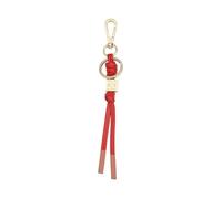 DUDU Portachiavi in Pelle Minimalista, Portachiavi per Uomo Donna con Moschettone e Anello, Design Minimal Compatto Leggero Rosso fiamma