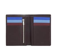 DUDU Portafoglio da uomo a libro RFID in pelle multicolore con lampo Burgundy scuro