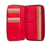 DUDU Portafoglio Donna Grande con Cerniera RFID in Pelle Nappa Zip Around 14 Tasche Porta Carte di credito e Portamonete Rosso fiamma