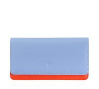 DUDU Portafoglio donna grande in pelle morbida multicolore RFID a bustina Blu pastello
