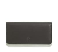 DUDU Portafoglio donna grande in pelle morbida multicolore RFID a bustina Coffee brown