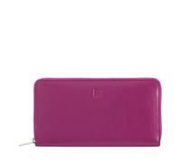 DUDU Portafoglio donna grande RFID di vera pelle colorato zip around Fucsia