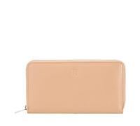 DUDU Portafoglio donna grande RFID di vera pelle colorato zip around Rosa cipria