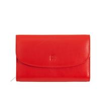 DUDU Portafoglio Donna in Pelle Morbida Colorata, Borsello con Portamonete a Cerniera, 12 Porta Carte Tessere, Multicolore Rosso fiamma