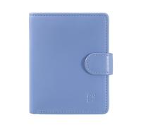 DUDU Portafoglio Donna in Pelle Vera Piccolo Portacarte in Pelle RFID con Cerniera Portamonete Banconote, Chiusura Esterna Blu pastello