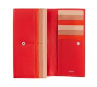 DUDU Portafoglio Donna Pelle RFID Design Colorato Lungo con Portamonete Zip 18 Porta Carte e Chiusura a Bottone Rosso fiamma
