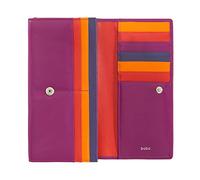 DUDU Portafoglio Donna Pelle RFID Design Colorato Lungo con Portamonete Zip 18 Porta Carte e Chiusura a Bottone Fucsia