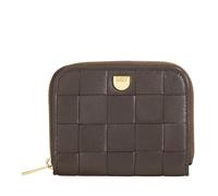 DUDU Portafoglio Donna Piccolo in Pelle Intrecciata Zip Around - Elegante e Compatto, Porta Carte, Portamonete e Banconote con Cerniera Coffee brown