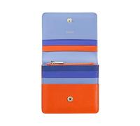 DUDU Portafoglio Donna Piccolo in Pelle Schermato RFID Colorato Ultra Compatto con Zip Interna e 8 Porta Carte Tessere Blu pastello