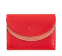 DUDU Portafoglio Donna Vera Pelle RFID con Portamonete, Portafogli Colorato a Doppia Patta Porta Carte di Credito Porta Banconote Rosso fiamma