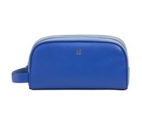 DUDU Beauty Case da Viaggio Uomo Donna in Pelle Morbida Resistente, Borsa da Toilette a Doppia Lampo, Interno Idrorepellente, Borsa a Mano con Maniglia Fiordaliso