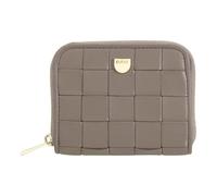 DUDU Portafoglio Donna Piccolo in Pelle Intrecciata Zip Around - Elegante e Compatto, Porta Carte, Portamonete e Banconote con Cerniera Taupe