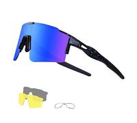 DUDUKING Occhiali da Sole Ciclismo Occhiali MTB Sportivi per Uomo e Donna con 3 Lenti Colorati Anti-UV Antivento Aviatore Specchio per Ciclismo Guida Pesca Running Golf Bici Moto