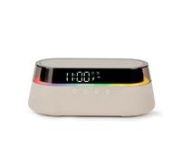Dudùu - Cosmo Lampada da Comodino Multifunzione con Radio FM/AM, Speaker Bluetooth, Orologio Digitale e Ricarica Wireless Qi, Stazione Smart con Luce LED RGB e Sveglia (Beige)