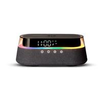 Dudùu - Cosmo Lampada da Comodino Multifunzione con Radio FM/AM, Speaker Bluetooth, Orologio Digitale e Ricarica Wireless Qi, Stazione Smart con Luce LED RGB e Sveglia (Grigio Scuro)