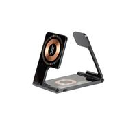 Dudùu - X StandBy Tappetino di ricarica 5 in 1 pieghevole, in Alluminio e Vetro temperato. Compatibile con QI, Watch IOS, Stazione di Ricarica Portatile, Fast Charge 15W.