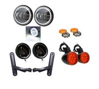 DUDUYANG Faro Anteriore Per Electra Per Street Per Glide Faretto Ausiliario A LED Da 4,5" E Indicatore Direzione + Alloggiamento Per Fendinebbia Sorpasso Faro Motociclo(BLACK DRL)