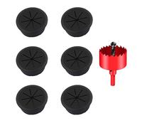 DuDuZui 6 Pezzi Passacavi Scrivania, Passacavo per Scrivania 60mm Passacavo per Scrivania Copri Foro per Cavi da Scrivania, per Cavi da Tavolo per Ufficio e Casa, con 1 Sega a Tazza (60mm, Nero)