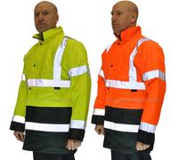 Due 2 Tono Hi Viz Parka Uomo Riflettente Impermeabile Imbottito da Lavoro Giacca