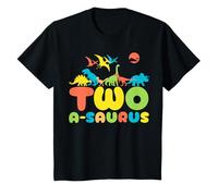 Due A-Saurus 2 Anni Dinosauro 2 ° Compleanno Ragazzo Ragazza Maglietta