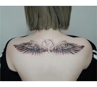 Due adesivi per tatuaggi a base di erbe, Ali, Ali d'angelo, Succo di petto, Femmina, Maschio, Semipermanente, Impermeabile, di lunga durata, Adesivo per tatuaggio, Tatuaggio finto