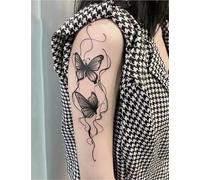 Due adesivi per tatuaggi a base di erbe, braccio farfalla linea succo semipermanente, impermeabile e di lunga durata, tatuaggio adesivo finto