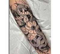 Due adesivi per tatuaggi a base di erbe, semi-permanente succo di fiore vegano serpente, impermeabile per due settimane di lunga durata, adesivo per tatuaggio tatuaggio finto