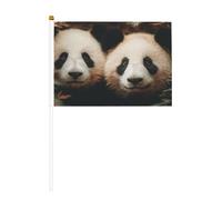 Due adorabili mini bandiere con panda, resistenti, 14 x 20 cm, piccole bandiere su bastoncini, per esterni, cortile e giardino, confezione da 6 e 10 pezzi