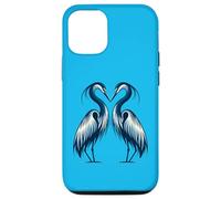 Due aironi blu che formano un cuore - Bella opera d'arte di uccelli Custodia per iPhone 12/12 Pro