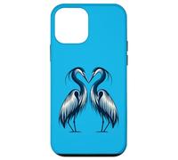 Due aironi blu che formano un cuore - Bella opera d'arte di uccelli Custodia per iPhone 12 mini