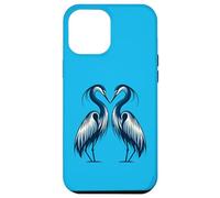 Due aironi blu che formano un cuore - Bella opera d'arte di uccelli Custodia per iPhone 12 Pro Max