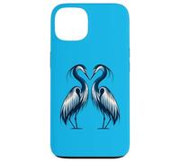 Due aironi blu che formano un cuore - Bella opera d'arte di uccelli Custodia per iPhone 13