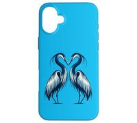 Due aironi blu che formano un cuore - Bella opera d'arte di uccelli Custodia per iPhone 16 Plus