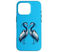 Due aironi blu che formano un cuore - Bella opera d'arte di uccelli Custodia per iPhone 16 Pro