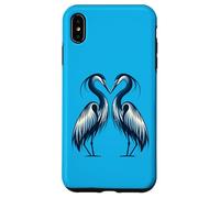 Due aironi blu che formano un cuore - Bella opera d'arte di uccelli Custodia per iPhone XS Max