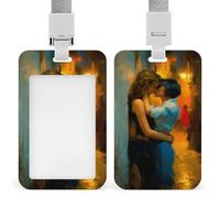 Due amanti femminili che abbracciano il vicolo oscuro porta badge identificativo clip retrattile porta carte di credito protezione nome badge targhetta per lavoro ufficio medico infermiera