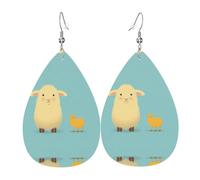 due animali orecchini in pelle stampata su entrambi i lati int e forma di gocce d'acqua, creativo, leggero e romanzo, colori vivaci e vivaci.