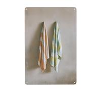 Due asciugamani a righe semplici cartelli in metallo latta decorazione artistica da parete per bagno WC bagno fattoria toilette cortile 20 x 30 cm