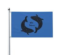 Due Balenottere Azzurre Che Girano Su Se Stesse Garden Flag Con 2 Occhielli Bandiere Da Giardino Durevole Bandiera Da Cortile Decorazione Per Patio Fattoria Interni 90X152Cm