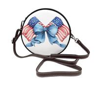 Due bandiere americane incrociate con fiocco donne borse a tracolla rotonde borsa a tracolla in pelle borsa a tracolla
