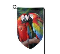 Due bandiere da giardino colorate pappagalli verticali su entrambi i lati bandiera per casa 30,5 x 45,7 cm primavera estate stagionale cortile banner vacanza fattoria cortile all'aperto decorazione da