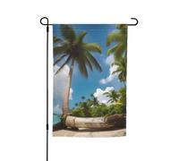 Due bandiere da giardino con stampa tropicale di palme 30,5 x 45,7 cm bandiera per tutte le stagioni decorazione esterna cortile per patio