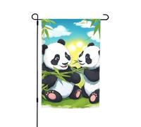 Due bandiere decorative da giardino a forma di panda felici, design resistente ed elegante per tutte le stagioni, adatte per terrazze, balconi, prati