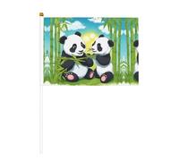 Due bandiere palmari a forma di panda felici - 14 x 20,8 cm, confezione da 10. Adatto per feste, celebrazioni e tutti i tipi di eventi.